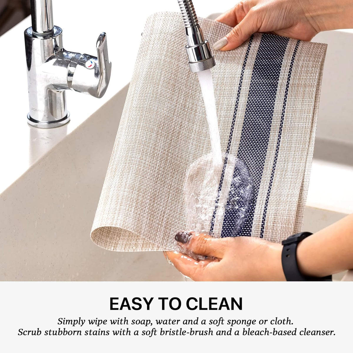 LEXMORE Placemats Set of 8 Vinyl/Plastic Woven Place Mats for Kitchen Table Indoor/Outdoor Washable