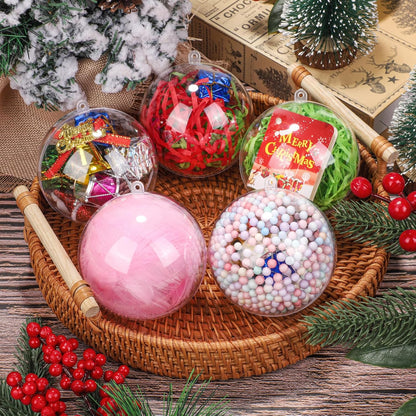 ANVAVO 50 Pieces 80mm Clear Plastic Fillable Ball Ornaments - DIY Craft Transparent Baubles for