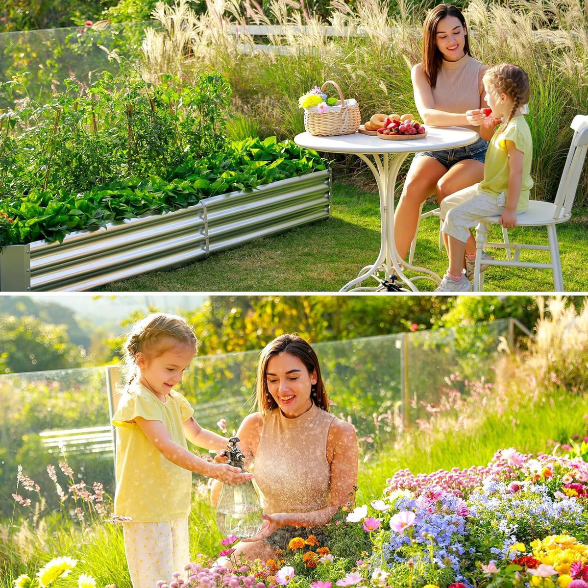Land Guard 2 Pack 6×3×1ft Galvanized Metal Raised Garden Bed, Metal Planter Kit Box Outdoor for