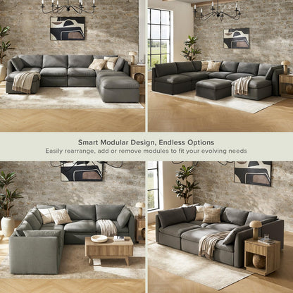 mopio Oversized Modular Sectional Sofa with Fully Removable Covers and Storage, Convertible U