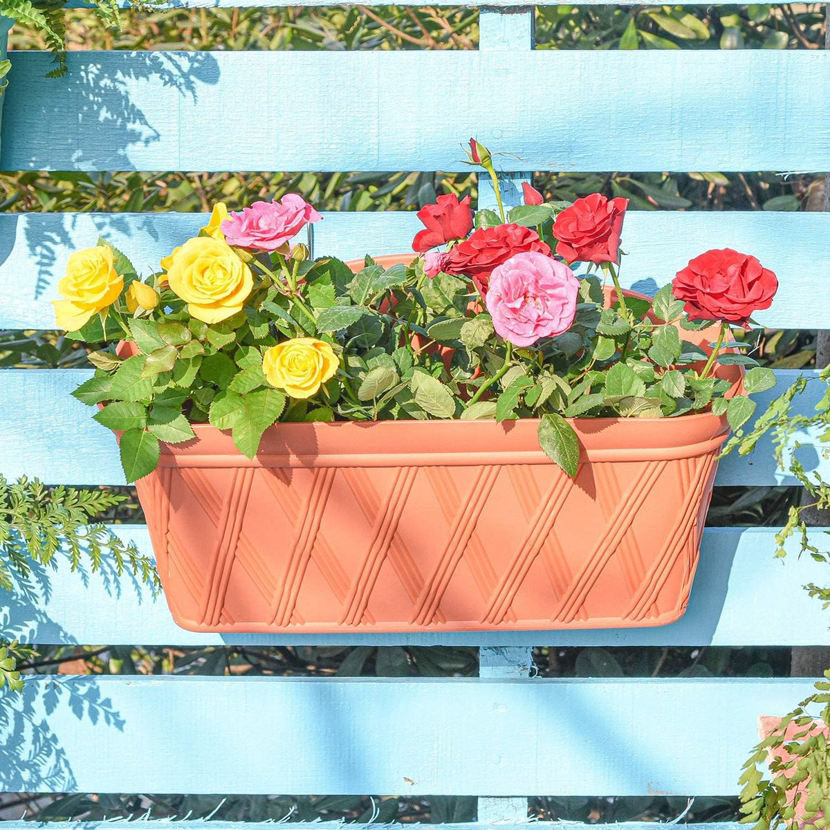 Sungmor 3 Pack Wall Hanging Planters, 16.5 Inch Railing Fence Hanging Flower Pots, Thickened