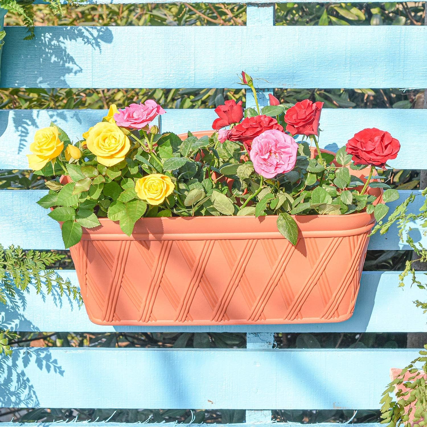 Sungmor 3 Pack Wall Hanging Planters, 16.5 Inch Railing Fence Hanging Flower Pots, Thickened