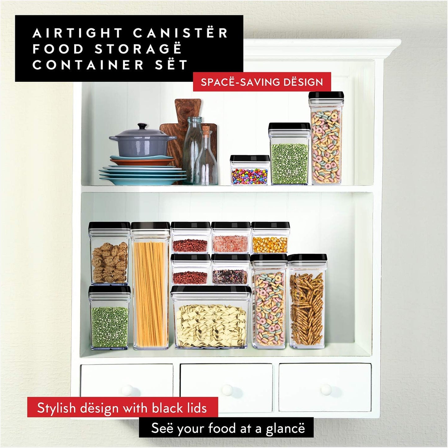 DWËLLZA KITCHEN Airtight Food Storage Containers with Lids - 5 Piece Set - Kitchen Accessories Food