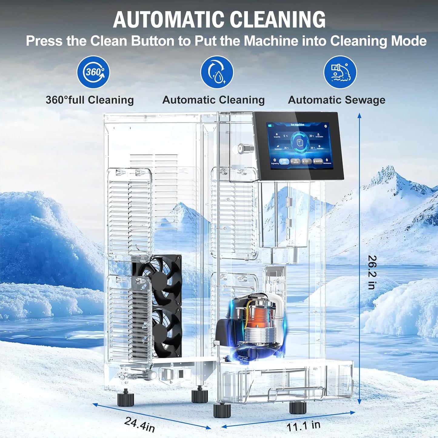 Nugget Ice Maker Countertop, 60 LBS/Day with 5LBS Storage Bin, Water Dispenser Countertop Ice Maker