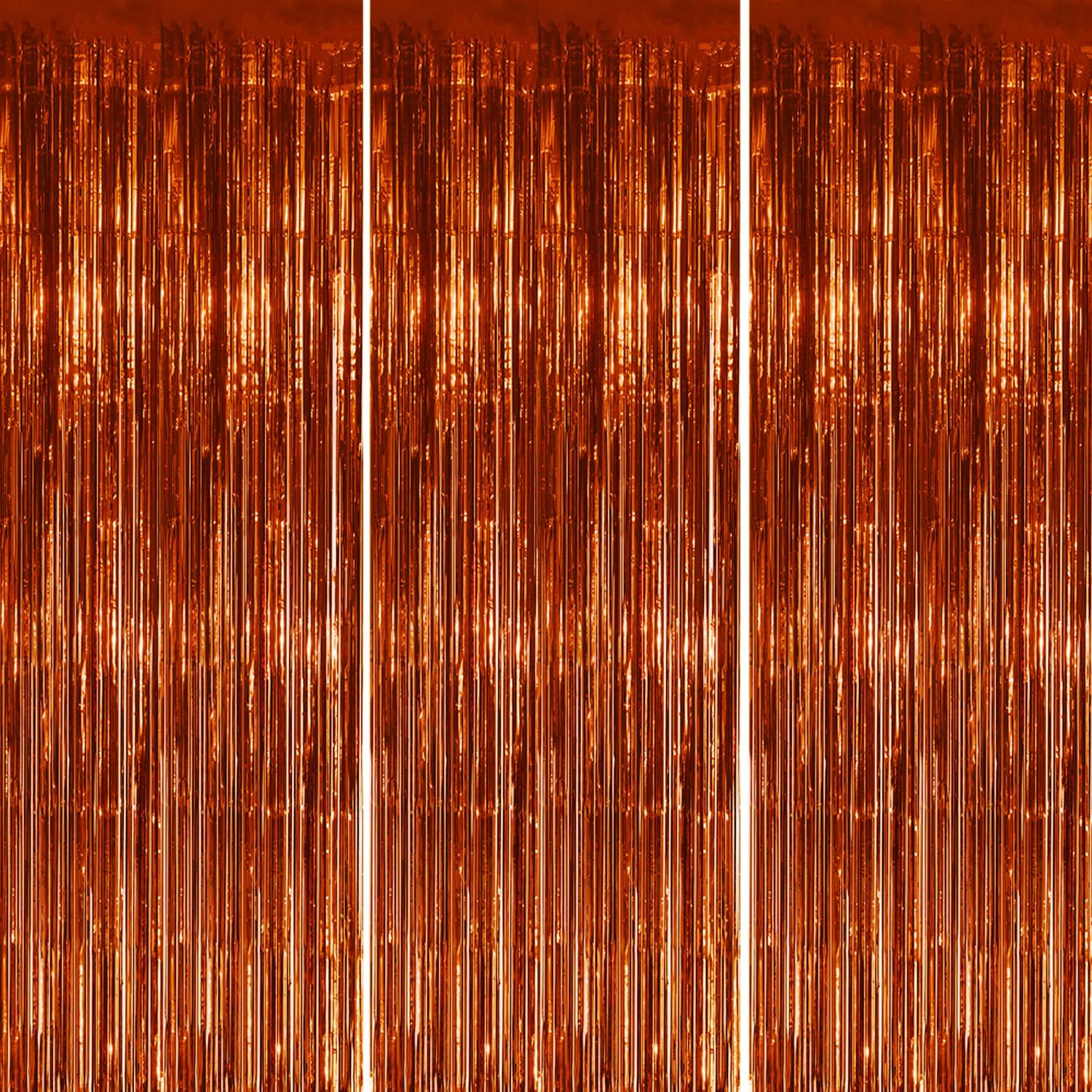 3 Pack Foil Fringe Backdrop - Bronze Shiny Tinsel Curtains for Party Decoration/Photo Booth Props