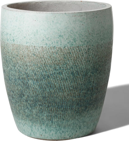Emissary Bullet 18 in. Coastal Splash Ceramic Round Planter (18 in. L x 18 in. W x 21 in. H) with