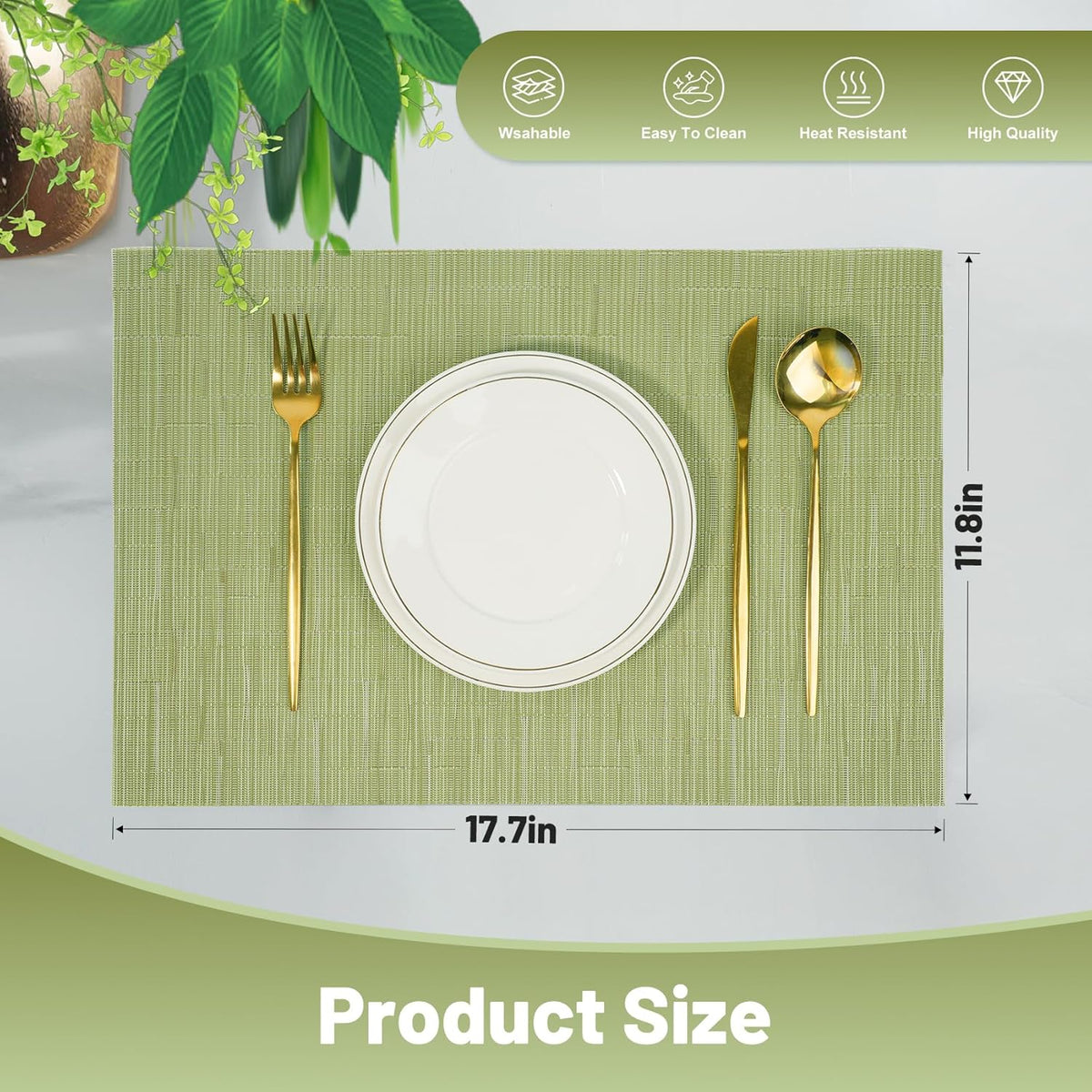 Placemats Set of 8，Non-Slip PVC Weave Table Mats Easy to Clean，Heat Resistant Place Mats for