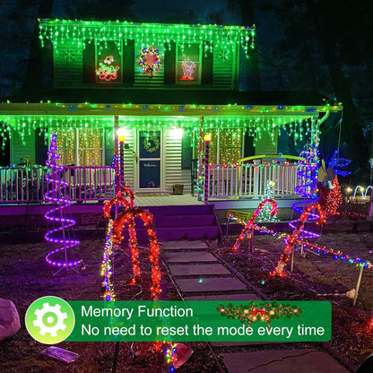 Green Christmas Lights Outdoor, 33ft 400 LED Icicle Lights for Outside House with Connectable Clear