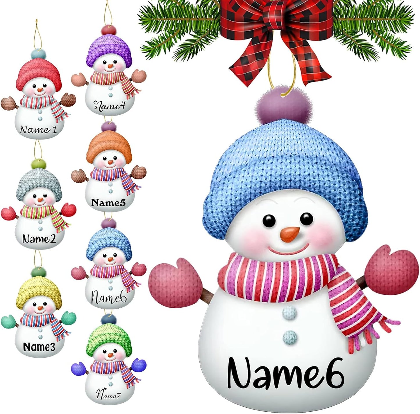 Personalized Christmas Ornaments with Names Snowman Custom Family Ornament Customized Xmas Tree