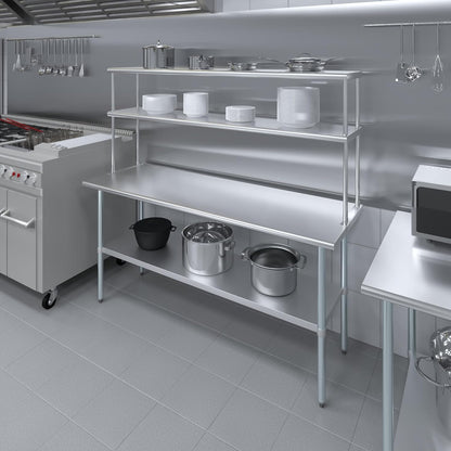 AmGood Double OverShelf Stainless Steel NSF - Many (72" Long x 14" Deep)