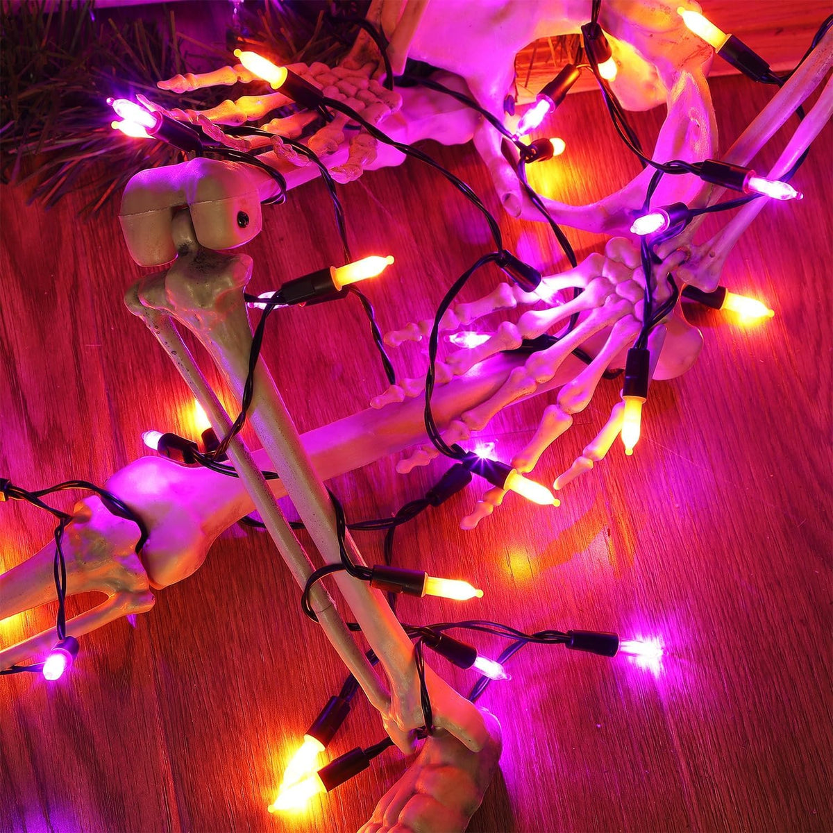 WATERGLIDE 2 Pack 50 LED Outdoor Halloween Lights, 16 FT Mini String Light with 8 Modes, Waterproof