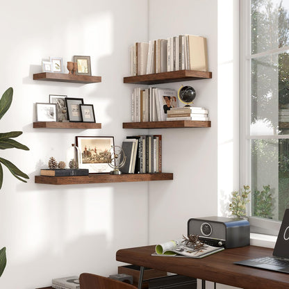 Heimlove 24 inch Floating Shelves for Wall,9.3 inch deep Brown Bathroom Over Toilet Shelf,Wall