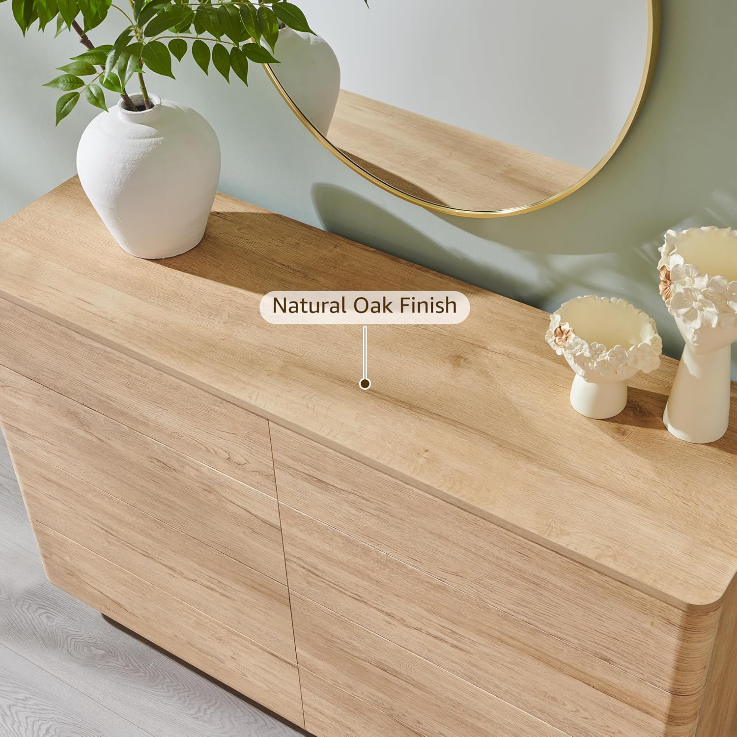 8 Drawer Dresser for Bedroom, 52 Inch Wide Modern Chest of Drawers, Push-to-Open Wood Storgae