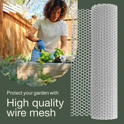 MaPorch Plastic Wire Mesh Fence - White, 15.71" x 10 ft - Plastic Chicken Wire Fencing for Dogs