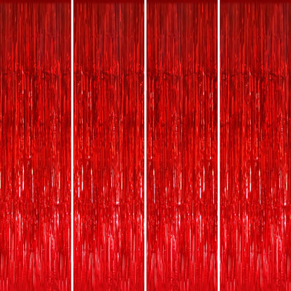 GOER 3.2 ft x 8.2 ft Metallic Tinsel Foil Fringe Curtains Party Photo Backdrop Party Streamers for