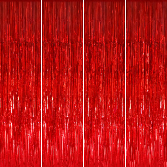 GOER 3.2 ft x 8.2 ft Metallic Tinsel Foil Fringe Curtains Party Photo Backdrop Party Streamers for