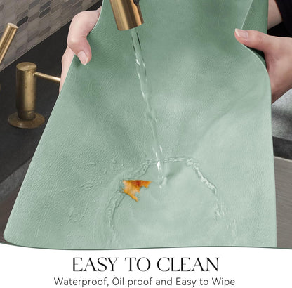 MOSAYT Vinyl Placemats Set of 8-12 X 17 Inch - Faux Leather 100% Waterproof Oil-Proof Wipeable PU