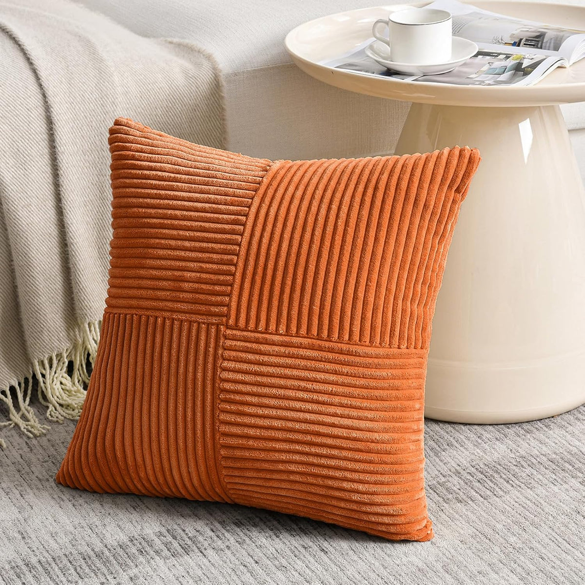Fancy Homi 2 Packs Burnt Orange Decorative Throw Pillow Covers 20x20 Inch for Living Room Couch Bed