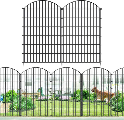 Metal Garden Fence 48in (H) x 12.7ft (L), 5 Panels + 6 Stakes Dog Fence Border Fence Animal