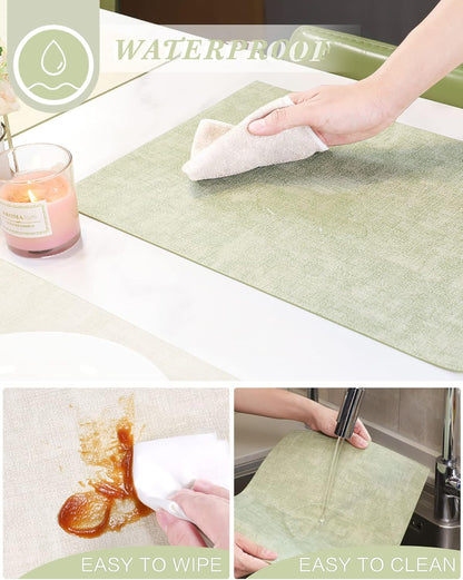 SUEH DESIGN Leather Placemats Set of 6 Reversible Table Mats Heat Resistant Waterproof No-Slip