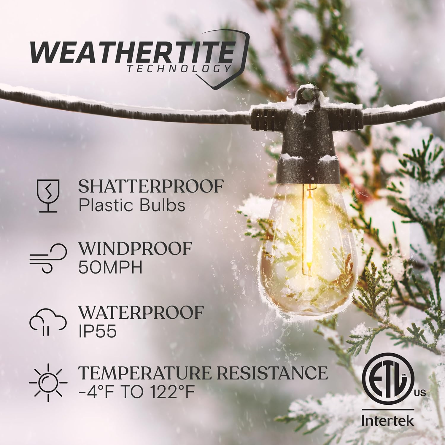 Brightech Ambience Pro Super Bright Solar - 27Ft Remote Control Outdoor String Lights with 12