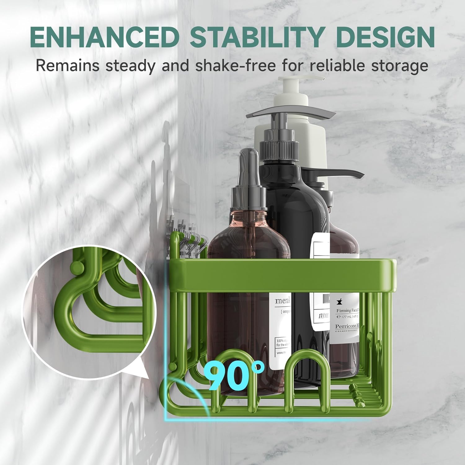 Veken Rustproof & Waterproof Shower Caddy 6-Pack, No Drilling Adhesive Shelves Rack with Soap