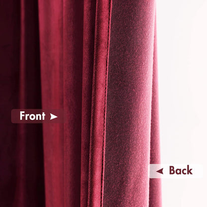 MIULEE Burgundy Velvet Curtains Thermal Insulated Blackout Curtain Christmas Drapes for Bedroom