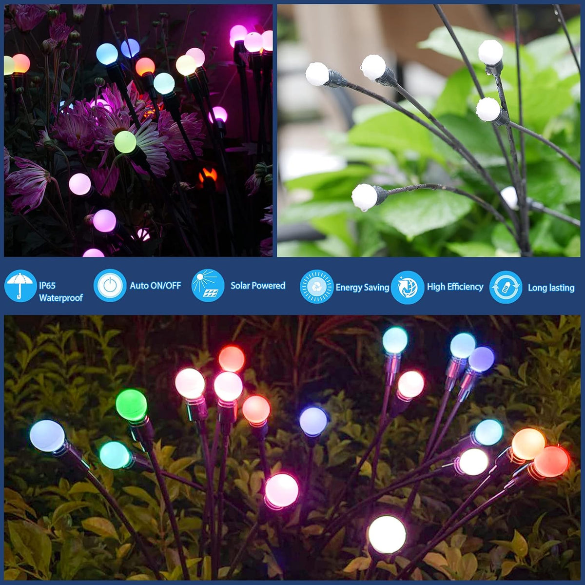 TONULAX Solar Garden Lights, Starburst Swaying Light - Swaying When Wind Blows, Solar Lights