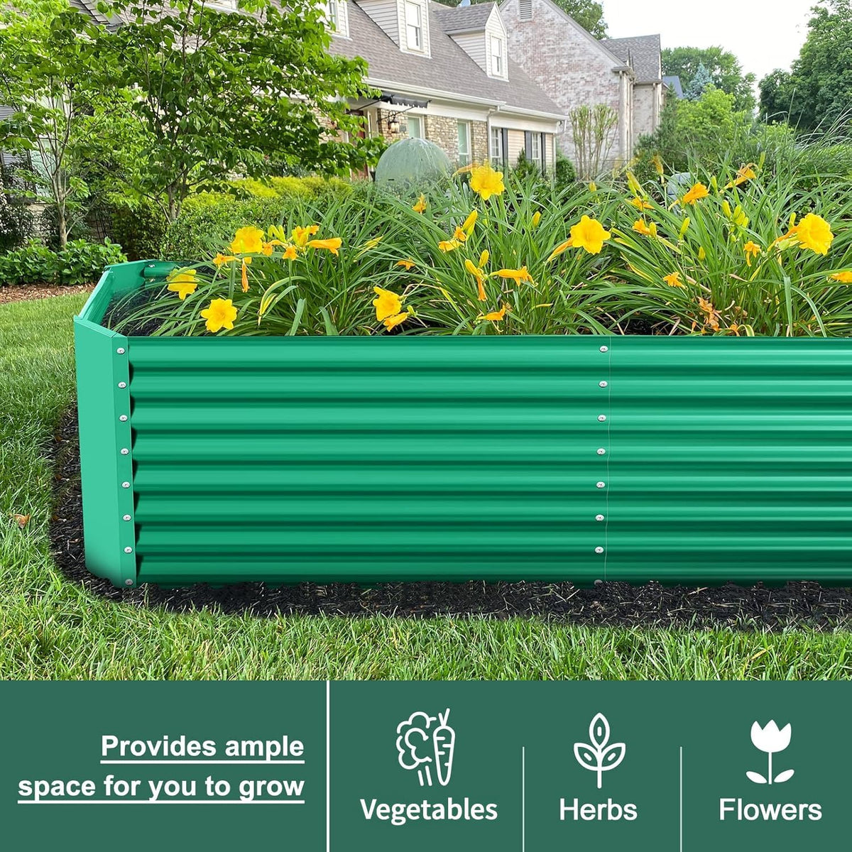 Land Guard 6×3×2 ft Galvanized Metal Raised Garden Bed, 2FT Deep Root Elevated Planter Box Steel