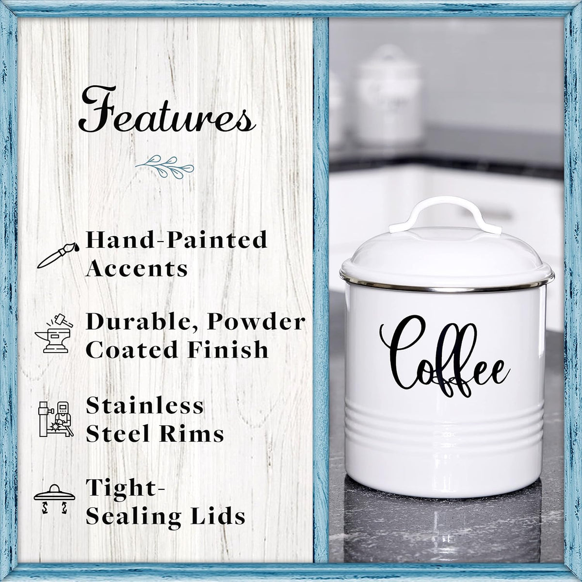 Home Acre Designs Food Storage Containers Set with Lids, Farmhouse Home Kitchen Decor Rustic