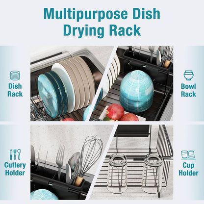 Dish Drying Rack in Sink, Over The Sink Colander Strainer Basket, Stainless Steel Strainer Basket