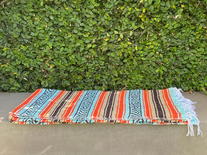 Del Mex Classic Mexican Blanket, Large Authentic Woven Falsa Throw (70"x50"), Artisan Southwest