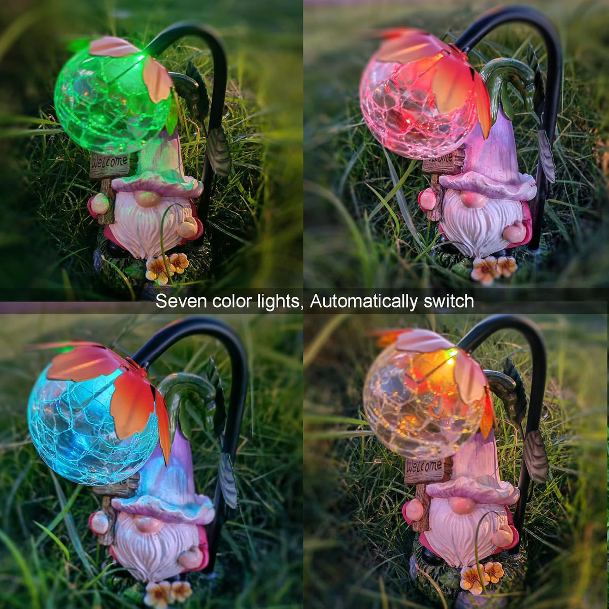 Garden Gnomes Outdoor Statue with Solar Lights Welcome Gnome Home Garden Decor Mom Gifts for Yard