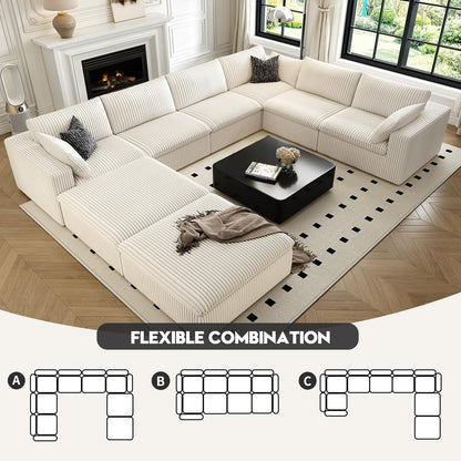 157.5" Cloud Couch Oversized Modular Sectional Sofa for Living Room,Modern Sofa with Deep Seat，8