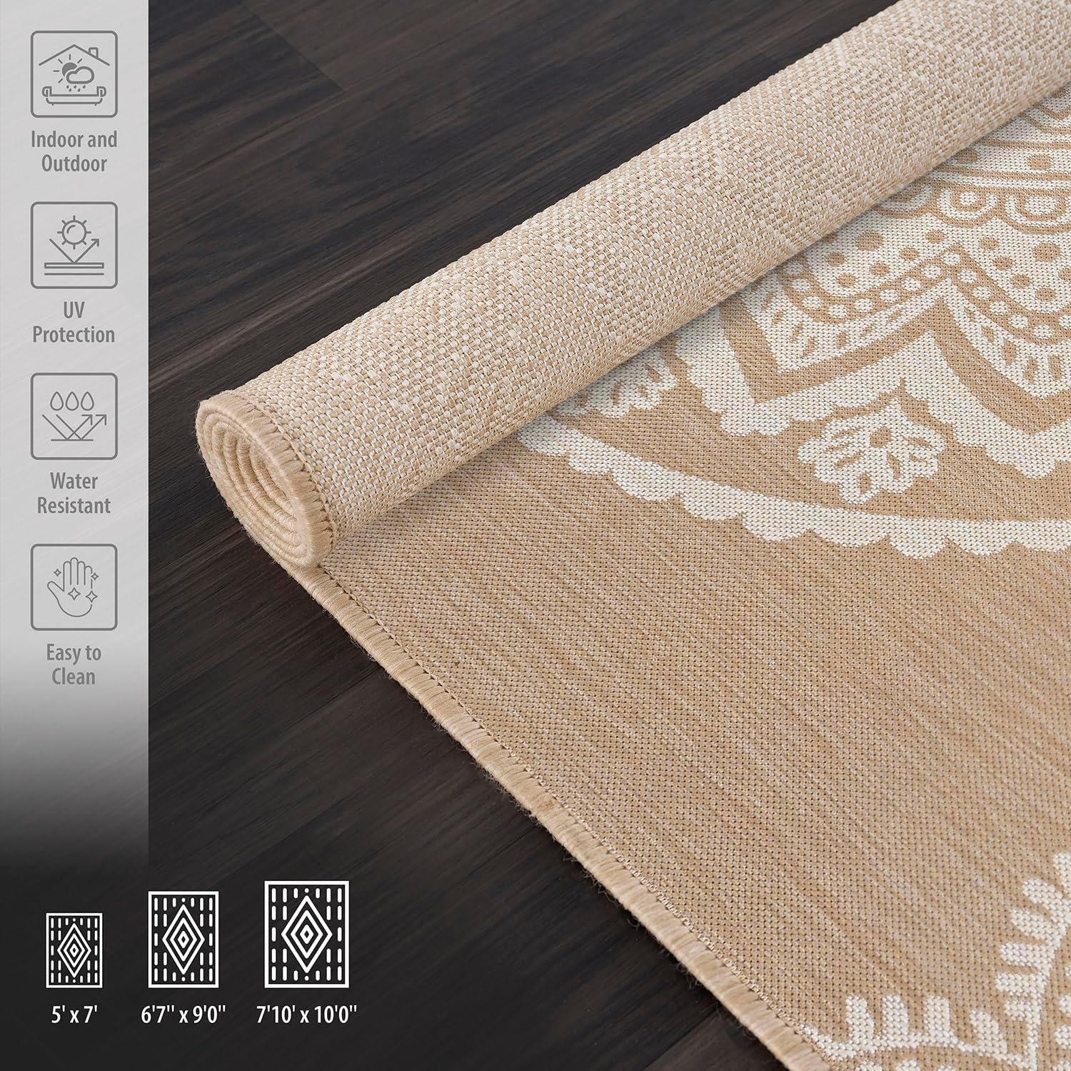 CAMILSON Outdoor Rug 8x10 Modern Area Rugs for Indoor and Outdoor Patios and Porches - Waterproof