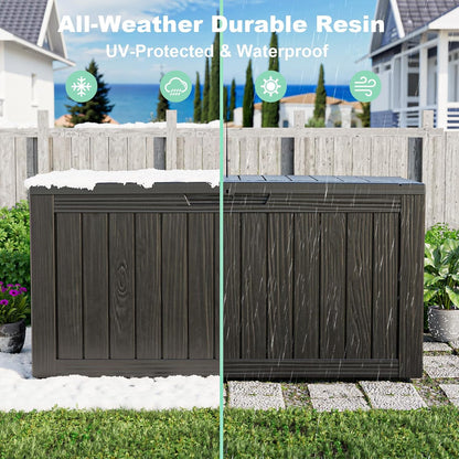 DRATO 75 Gallon Deck Box, Waterproof Resin Large Outdoor Storgae Box for Patio Furniture, Patio
