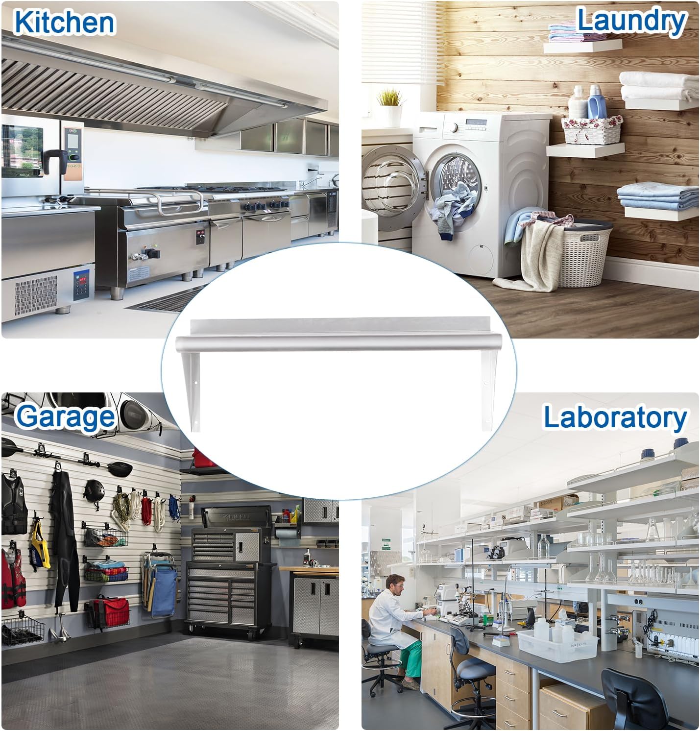 HARDURA Stainless Steel Shelf 18" x 48", 385lb Commercial Shelves Wall Mount Metal Shelving with