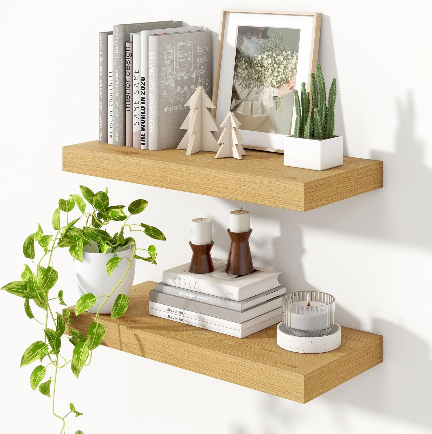Heimlove 24 inch Floating Shelves for Wall,9.3 inch deep Bathroom Over Toilet Shelf,Wall Mounted