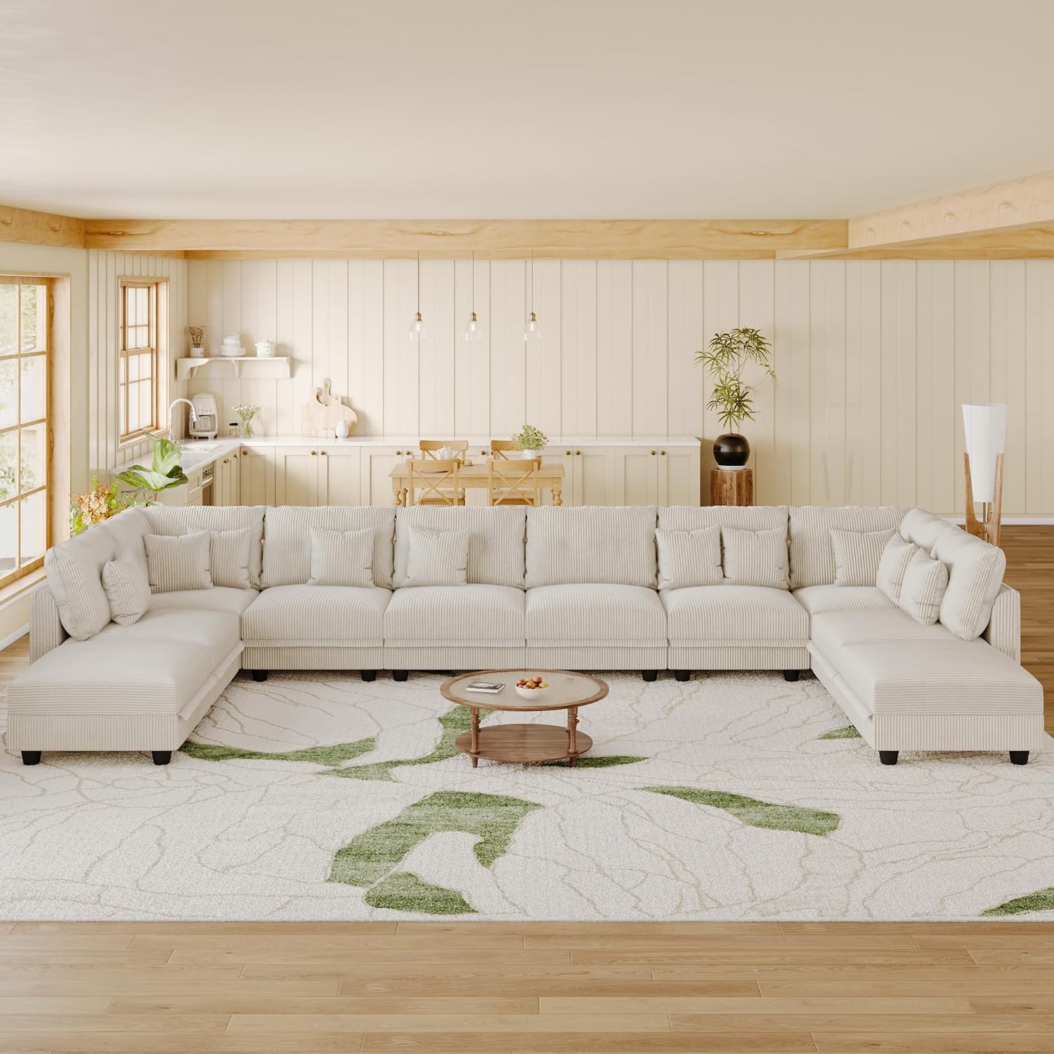 LLappuil Modular Sectional Sofa with Storage Seats, Corduroy Convertible Modular U Shaped Sectional