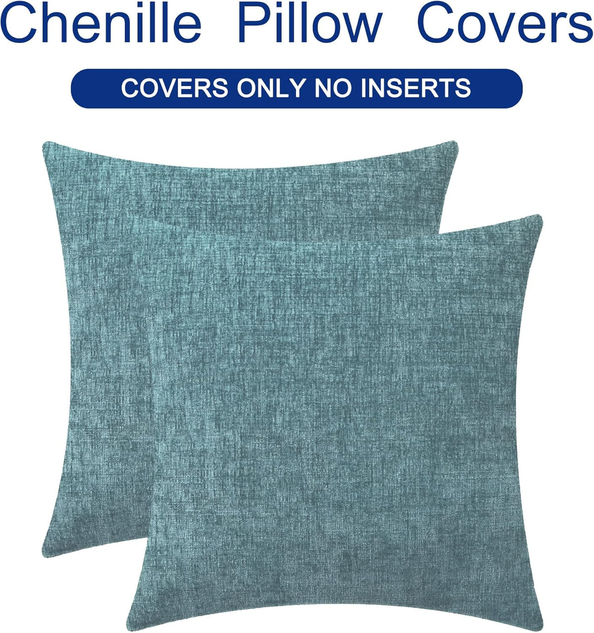 CaliTime Throw Pillow Covers Decorative 18 X 18 Inches Pack of 2 Cozy Chenille Cushion Cases for