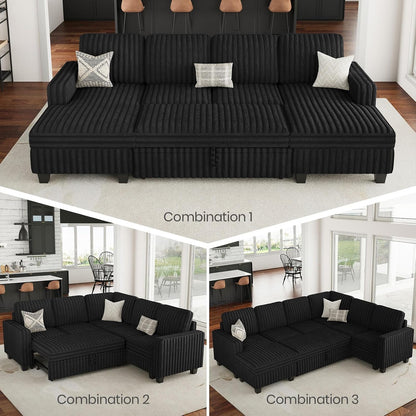 Belffin Oversized Sofa Bed Modular Sectional Sleeper Sofa with Pull Out Bed L Shaped Couch with
