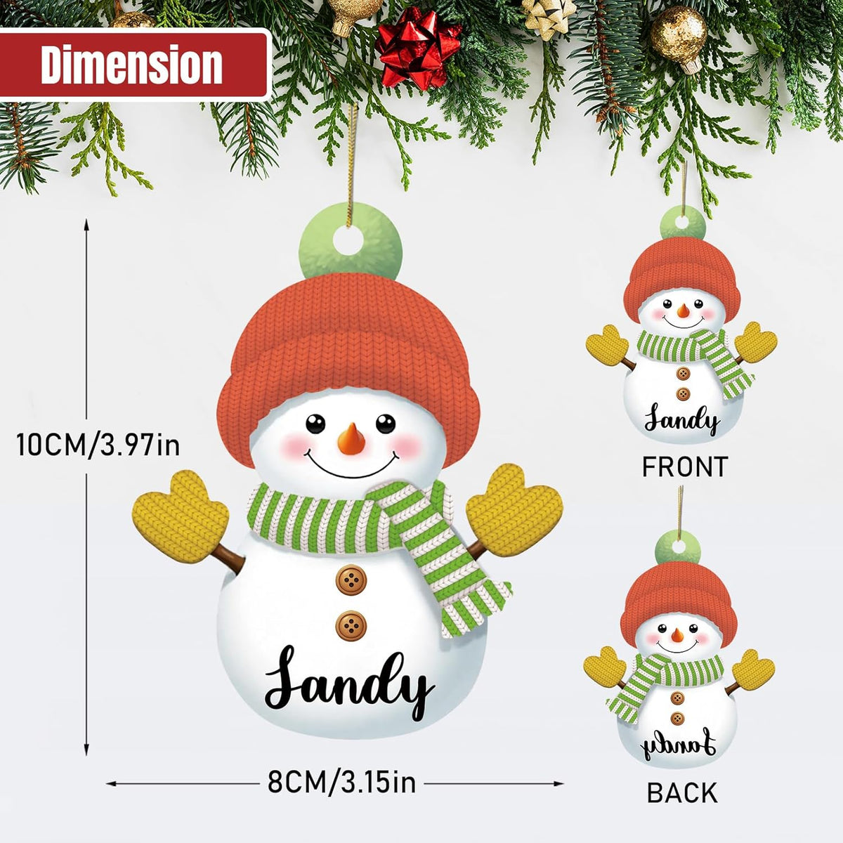 7PCS Personalized Christmas Ornament 2025, Custom Snowman Family Ornament with Name Photo Acrylic