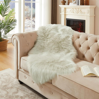 AMTOVO Faux Fur Rug, Light Grey Area Rug, Fluffy Sheepskin Rug, Fuzzy Ultra Soft 2 x 4 ft Shag Rugs