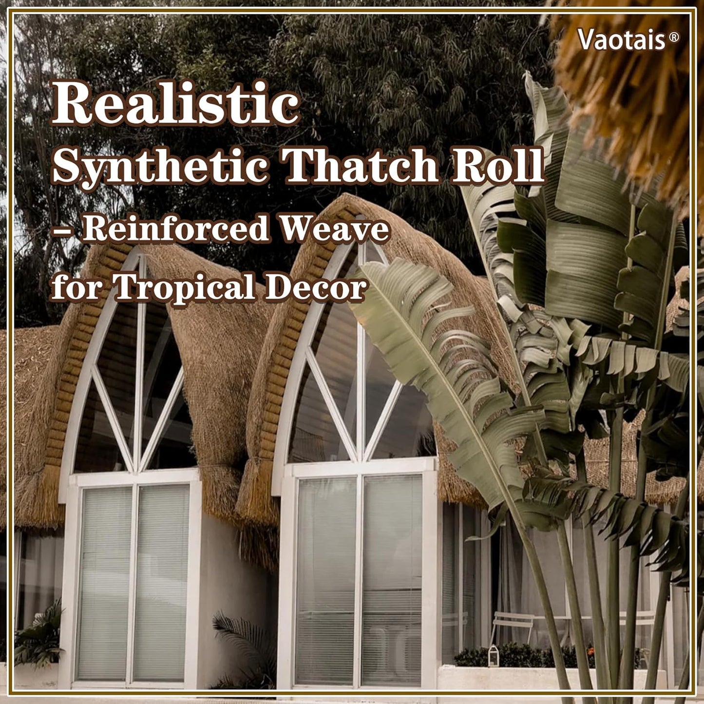 Realistic Synthetic Thatch Roll Sun-Bleached Yellow - 18 & 30 Inch Widths - Reinforced Weave for