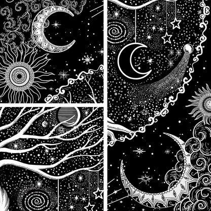 Lunerfex Tree of Life Tapestry Black and White Tapestry Mystical Sun and Moon Tapestries for