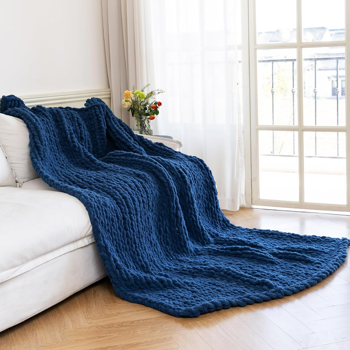 Chunky Knit Blanket - Luxury Soft Cozy 50 * 60 Throw Blanket,100% Woven Blanket Rope Knot Throw