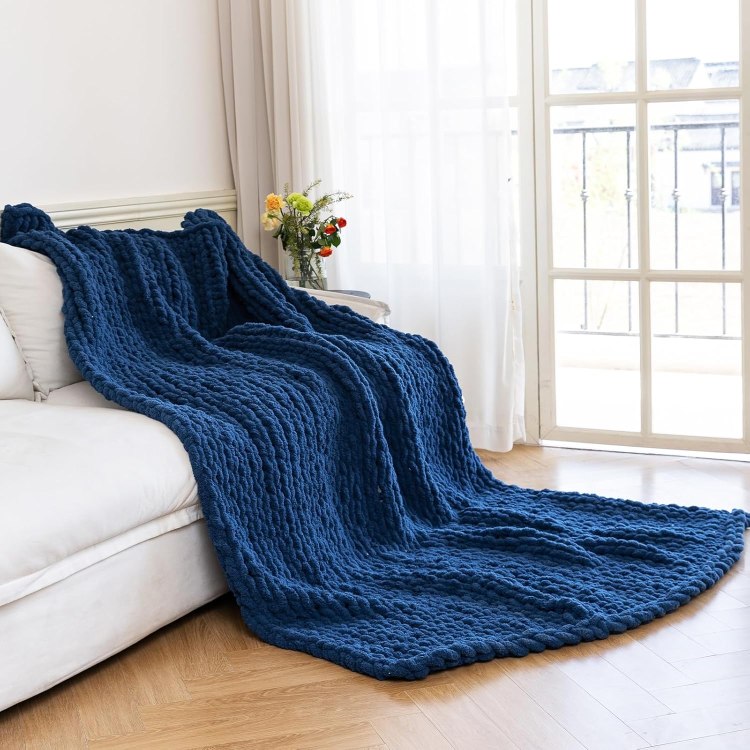 Chunky Knit Blanket - Luxury Soft Cozy 40 * 50 Throw Blanket,100% Woven Blanket Rope Knot Throw
