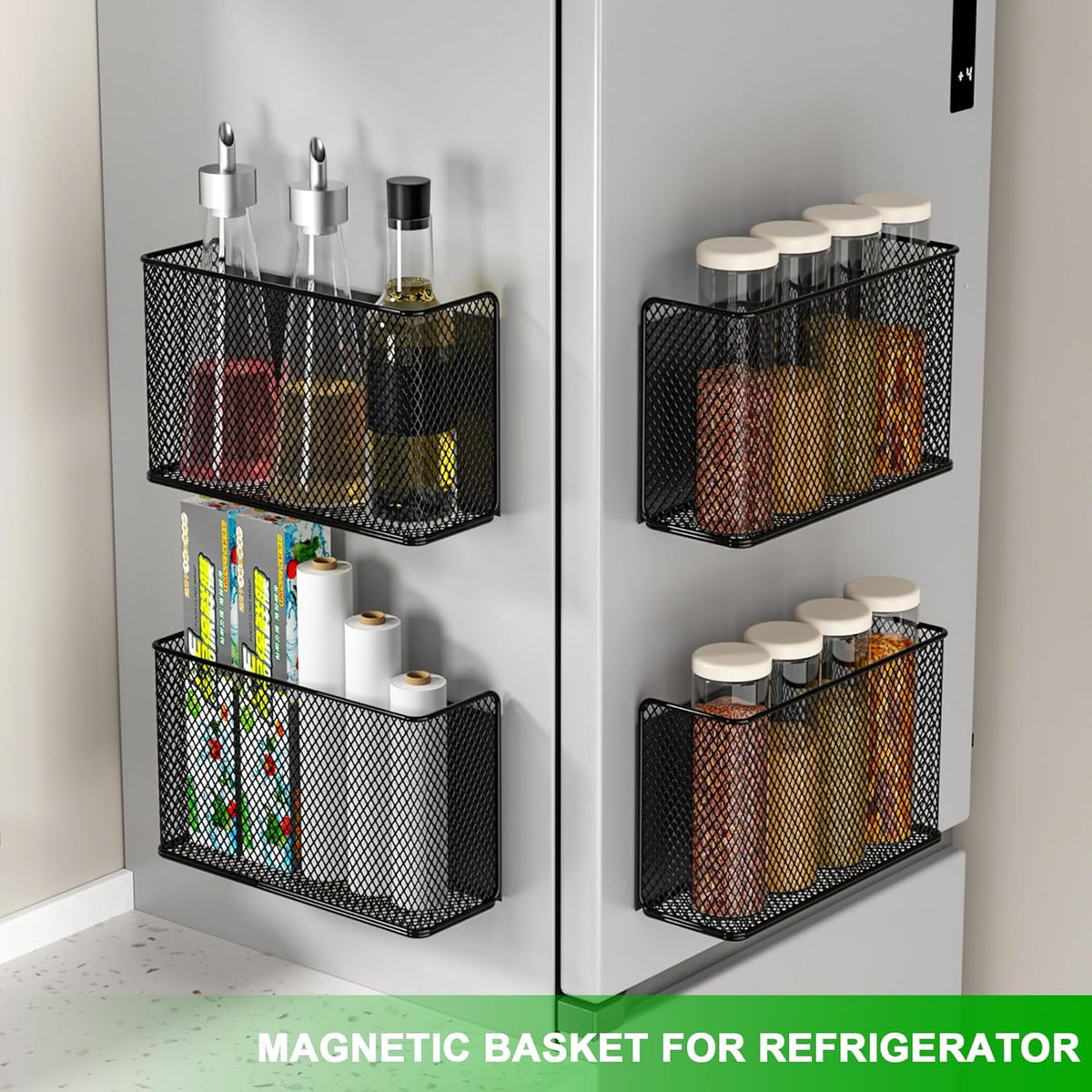 Magnetic Baskets Shelf Bins Organizer Holder Storage Rack Containers for Fridge, Whiteboard, Locker
