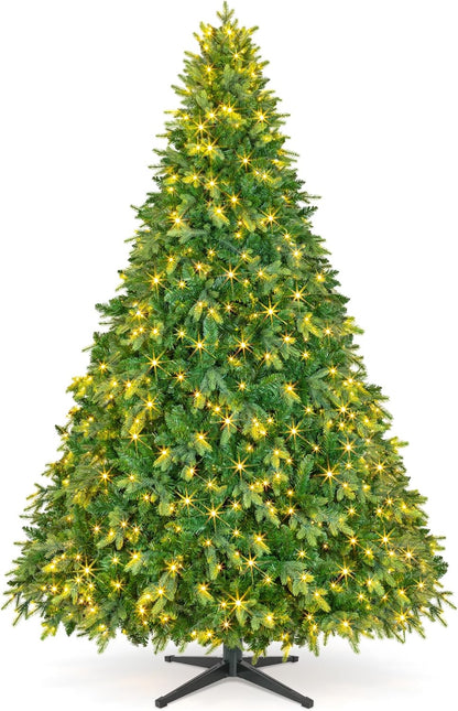 9FT Pre-Lit Christmas Tree with Remote Control, Multi-Color LED Lights, Musical Rotating Christmas