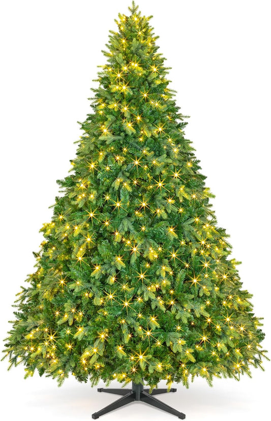 9FT Pre-Lit Christmas Tree with Remote Control, Multi-Color LED Lights, Musical Rotating Christmas